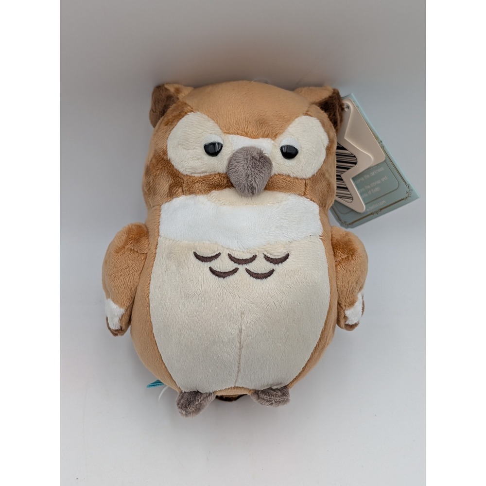 Bellzi‎ Owli Owl Plush Brown Cream Round Stuffed Animal Bird 7 Inch